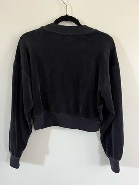Club Monaco Velour Black Cropped Pullover Sweatshirt Sz XS